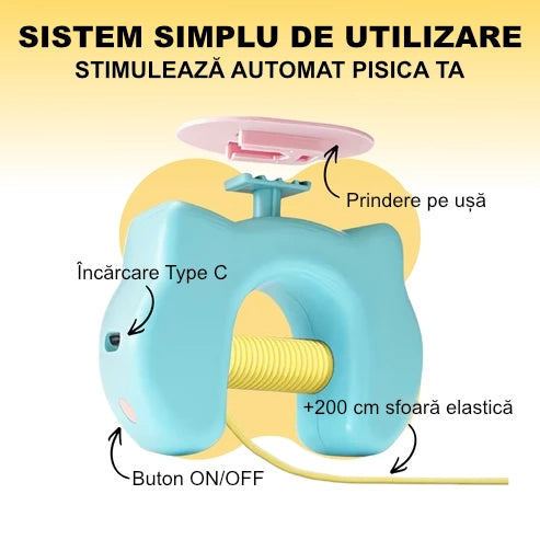 Jucărie Automată pentru Pisici Yo-Yo Electric cu Pană, Mișcare Aleatorie, Încărcare USB